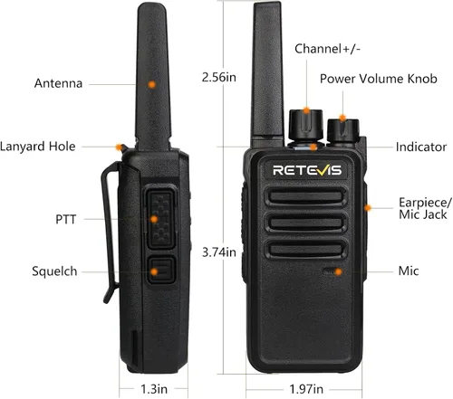 Miniatura 11 de Retevis RT68 Radio de 2 vías, Walkie Talkies de largo alcance para adultos (Paquete de 10) con cargador de 10 vías, carga más fácil y segura