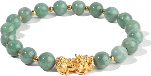 Miniatura 9 de Fengshui Pulsera de riqueza verde Pulsera de jade real para mujer Atrae pulseras adineradas afortunadas