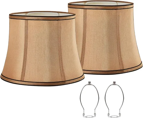 Miniatura 13 de Juego de 2 pantallas de lámpara de tambor, pantallas de tela para lámparas de mesa y de pie, tamaño mediano 13" de ancho superior x 11" de ancho