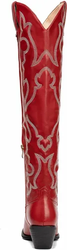 Miniatura 4 de SO SIMPOK Botas altas bordadas hasta la rodilla para mujer, botas vaqueras de tacón grueso para mujer, botas vaqueras occidentales