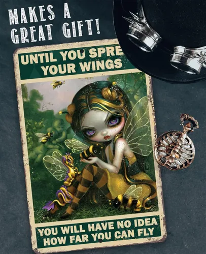 Miniatura 5 de Strangeling Until You Spread Your Wings - Impresión gótica inspirada en estilo gótico de hadas góticas de abejas y dragón de hadas góticas, regalo