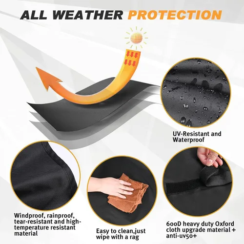 Miniatura 5 de Cubierta para parrilla de 48 pulgadas, impermeable, resistente a la intemperie, resistente a la intemperie, resistente a la decoloración UV