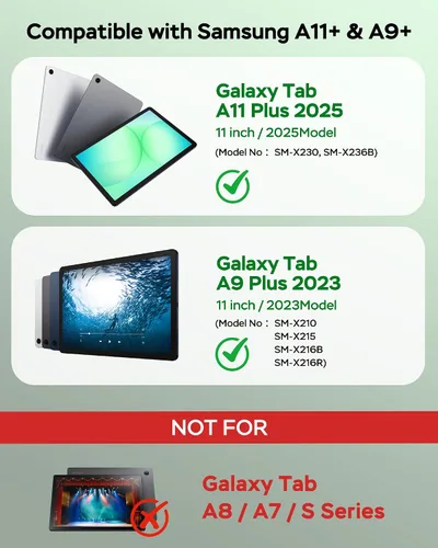 Miniatura 2 de Funda para Samsung Galaxy Tab A9/A11 Plus con teclado, para A9+ 2023/A11+ 2025 11 pulgadas, funda para tableta con teclado inalámbrico desmontable