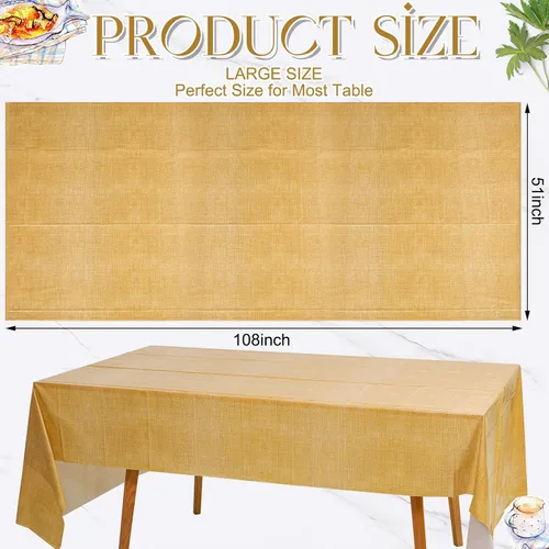 Miniatura 2 de Preboun Mantel con estampado de arpillera de 3 piezas, mantel rústico de granja, rectangular, impermeable, para fiestas al aire libre, hogar
