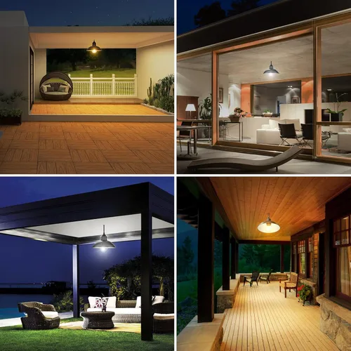 Miniatura 6 de Lightonight Luz Solar para Cobertizo Luz Colgante Exterior con Panel Solar de 4000mAh Cálida/Blanca Regulable con Control Remoto, Luz Colgante