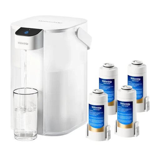 Miniatura 17 de Waterdrop ED01B - Jarra eléctrica con filtro de agua, reduce el 99.6% del plomo y más de 45 impurezas, capacidad de 15 tazas de 200 galones, Azul