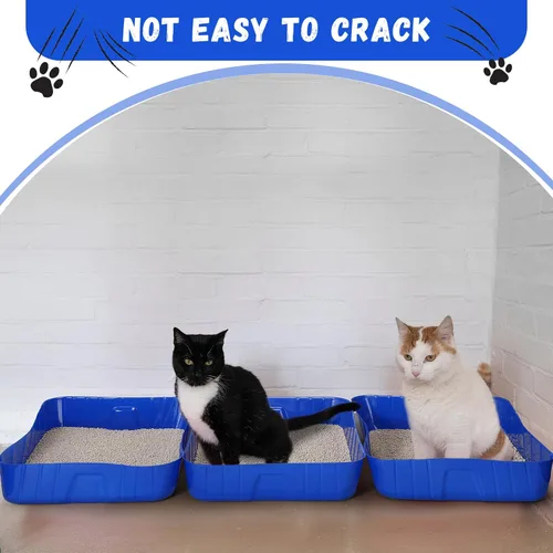 Miniatura 2 de Bokon Caja de arena desechable de 25 unidades para gatos, bandeja de arena desechable grande para viajes al hogar, cajas de arena de plástico Azul