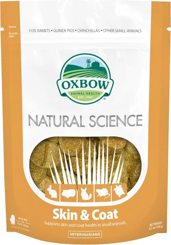 Oxbow Suplemento de ciencia natural para piel y pelaje, alto en fibra, aceite de palma, ácidos grasos Omega 3 y 6 para animales pequeños, 4.2 onzas