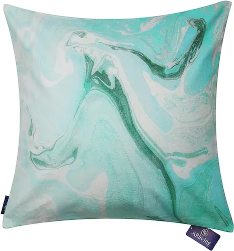 Miniatura 27 de Funda de almohada decorativa clásica con diseño de crayón de mano azul estilo capri, marcas geométricas, funda de almohada decorativa de 17 x 17