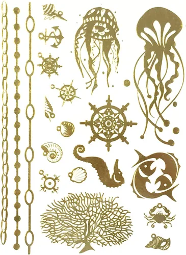 Miniatura 56 de Wrapables Tatuajes temporales inspirados en celebridades en oro metálico, plata y negro, grandes, alas de ángel_1