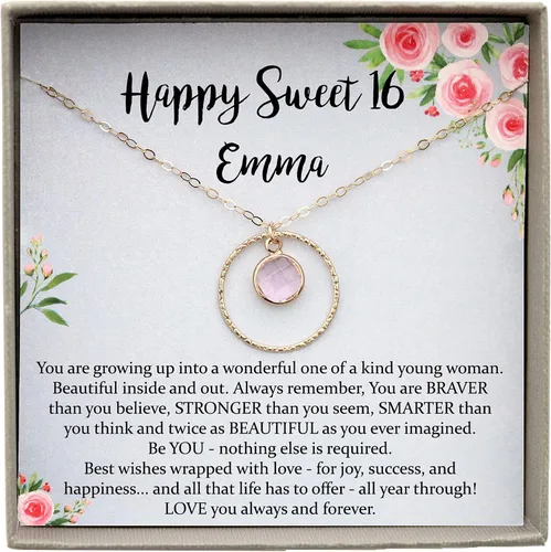 Collar personalizado de Be Wished, regalo Sweet 16 para niñas, con mensaje significativo