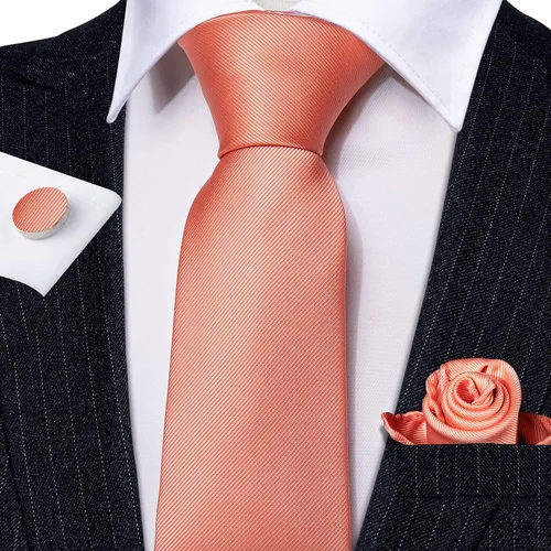 Miniatura 155 de Barry.Wang Juego de corbatas a cuadros para hombre con pañuelo gemelos de rayas clásicas