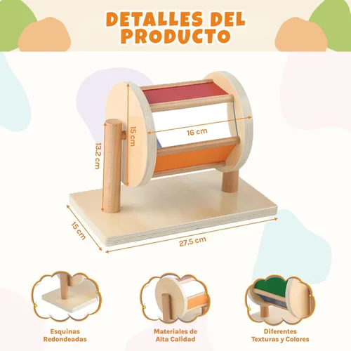 Miniatura 2 de Kit de Juguetes Montessori para Bebés - Espejo Montessori, Peekaboo, Rompecabezas con Asas, Tambor Giratorio Mediano - Para Niños de 6-12 Meses