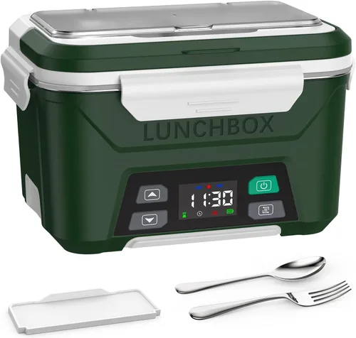 Miniatura 12 de EAST OAK Fiambrera eléctrica inalámbrica para adultos, lonchera calentada a pilas con calefacción automática, calentador de alimentos portátil