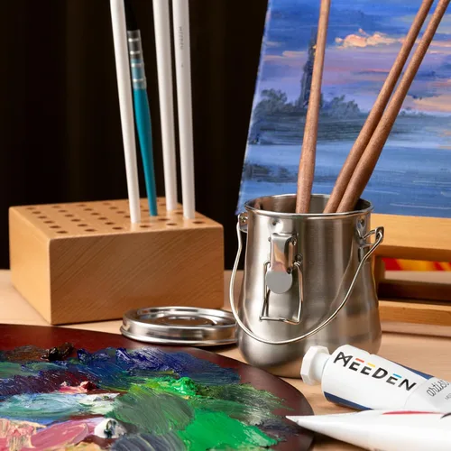 Miniatura 7 de MEEDEN Lavadora de pinceles de pintura portátil: limpiador de pinceles de artista de acero inoxidable para pintura al óleo y acrílica - Medio