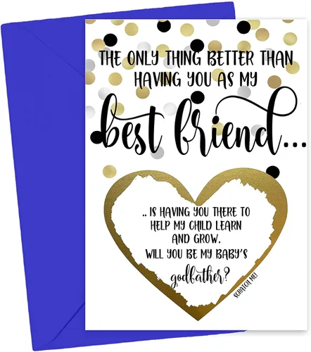 Miniatura 9 de Tarjeta para raspar con texto en inglés «Will You Be My Godmother Godfather Scratch Off», tarjeta para promoción de Tia y Tio a Padrinos de parte
