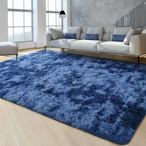 Miniatura 83 de FlyDOIT Alfombras Grandes para Sala de Estar, 5x8 Pies Alfombra Shaggy Teñida con Tie-Dye Gris Oscuro, Alfombras Mullidas Tipo Manta, Alfombras