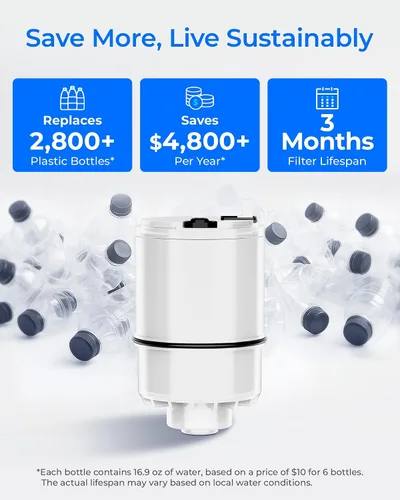 Miniatura 6 de Waterdrop C08B Filtro de agua para grifo, compatible con todos los sistemas de filtración de grifos PUR® PLUS, repuesto RF-3375®, certificado NSF