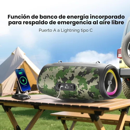 Miniatura 6 de TAZATA Altavoz Bluetooth portátil, 90 W (pico), altavoces de subgraves grandes inalámbricos Bluetooth 5.3 con carga USB Powerbank, resistente al