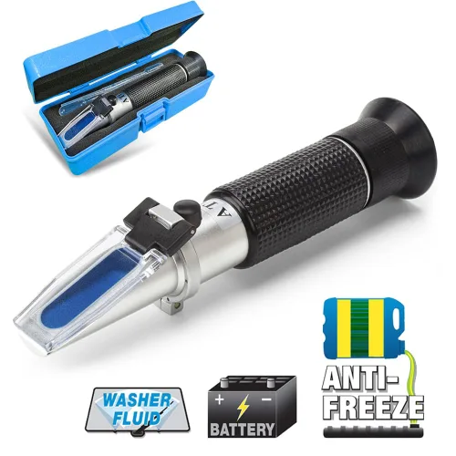 Refractómetro de refrigerante anticongelante 4 en 1 DEF para sistema anticongelante de automóviles, líquido de escape diesel, ácido de batería y