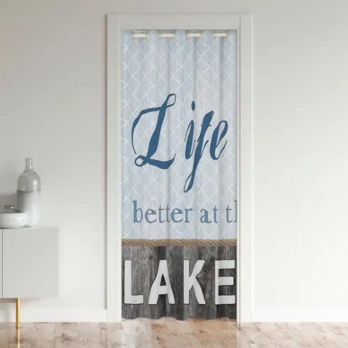 Miniatura 11 de Lake House - Cortina opaca de 34 pulgadas de ancho x 80 pulgadas de largo, cortina moderna para puerta con temática de barcos, cortina de puerta