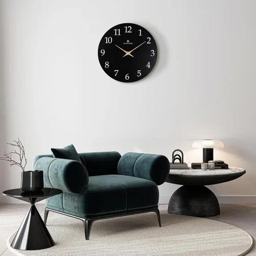Miniatura 3 de Lafocuse Reloj de pared negro de madera de 12 pulgadas, funciona con pilas, silencioso, sin tictac, moderno reloj de pared simple para decoración