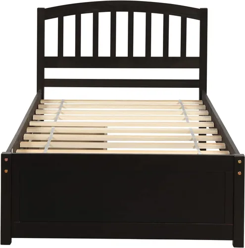 Miniatura 5 de Harper & Bright Designs Cama individual con cajones, marco de cama de madera con cabecero y estribo, plataforma de madera para niños, niñas, niños
