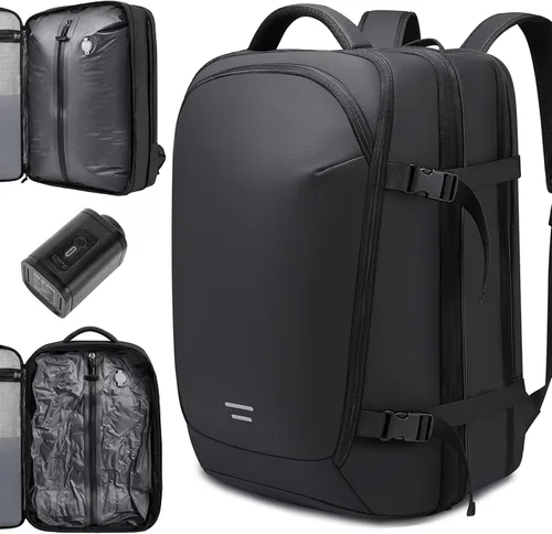 Miniatura 10 de TANGCORLE Mochila de viaje expandible aprobada para vuelos, mochila de 17.3 pulgadas para laptop de negocios para mujeres y hombres