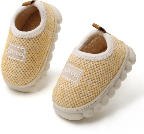 Miniatura 6 de WILLFUN Pantuflas de forro polar unisex para niños y niñas, zapatos cálidos de invierno para interiores y exteriores para niños pequeños