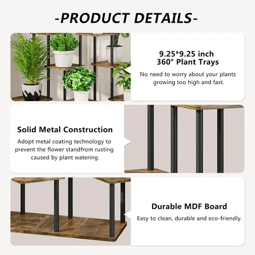 Miniatura 5 de AZERPIAN Soporte para plantas de 4 niveles para interiores, estante de flores de metal para múltiples plantas, soportes altos de esquina para flores