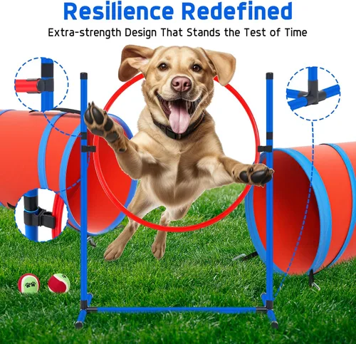Miniatura 3 de Juego de equipo de entrenamiento de agilidad para perros, kit de entrenamiento de agilidad para carreras de obstáculos para cachorros, incluye 2