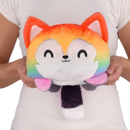 Miniatura 11 de TeeTurtle - Peluche de gran pulpo reversible, original, diseño patentado, negro y con rayas del color del arcoíris, feliz y enojado, muestra tu