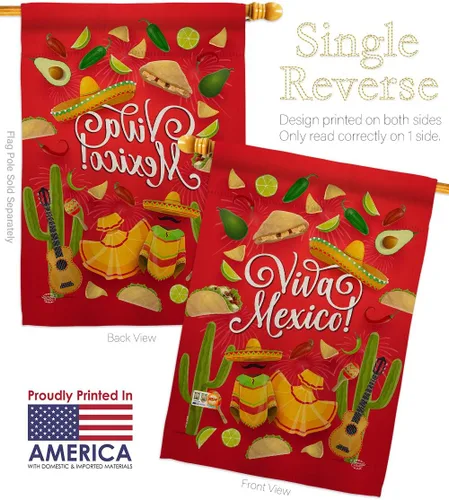 Miniatura 3 de Viva Mexico House Banderas para fiesta de verano, cactus y piñata, sombrero mexicano, fiesta al aire libre, apliques de Estados Unidos, pequeño