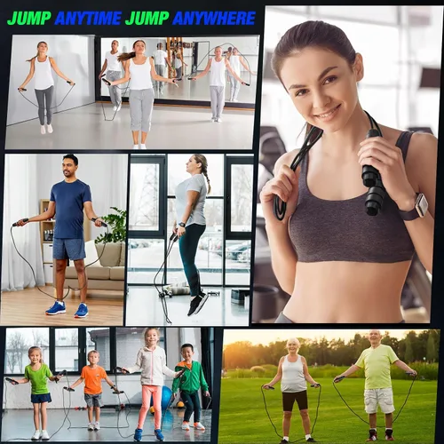 Miniatura 7 de HyDren 24 piezas de cuerdas de saltar para fitness con rodamientos de bolas salto de velocidad a granel cuerda de saltar ajustable con asas
