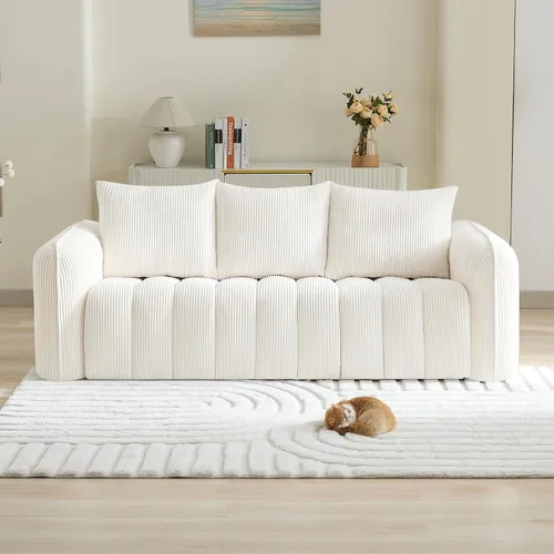 Miniatura 22 de Sofá Loveseat Sin Armazón de 66'', Sofá de 2 Plazas con Asientos Profundos Acolchados con Reposabrazos Redondeados, Sofá Nube de Pana Tapizado