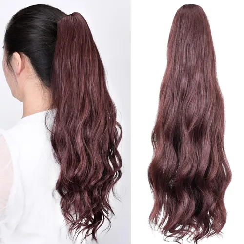 Miniatura 13 de Extensiones de cola de caballo de cabello rubio, extensiones de cola de caballo para mujer, pinza de extensiones de cabello rizado de 12 pulgadas