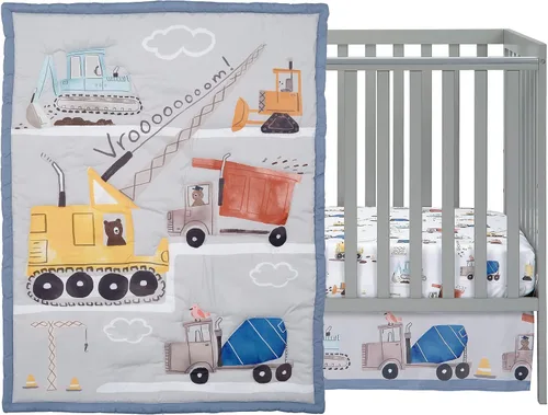 Miniatura 2 de Bedtime Originals Construction Zone - Juego de ropa de cama de 3 piezas para cuna de bebé