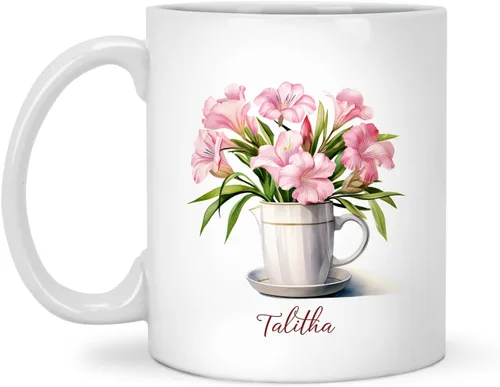 Miniatura 17 de Tazas de cerámica personalizadas del cubo de rosas con nombre, Taza de flores, Taza de café de flores de rosas personalizadas, Taza de té floral