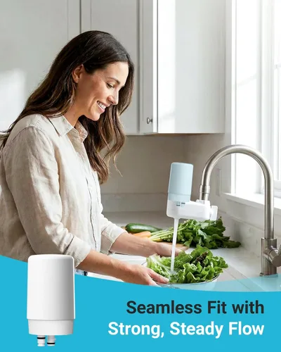 Miniatura 7 de AQUA CREST Filtro de agua para grifo, repuesto para filtro Brita®, sistema de filtración de agua del grifo Brita® Faucet 36311 On Tap, FR-200, Blanco