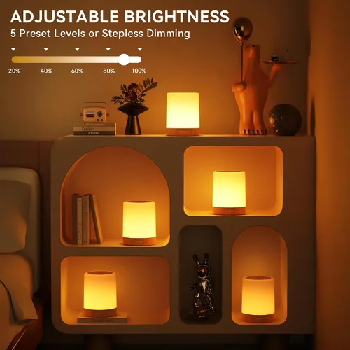 Miniatura 3 de Auxmir Luz nocturna para niños y bebés, lámpara táctil regulable para guardería, 11 colores RGB, 5 brillo, lámpara de mesa recargable portátil