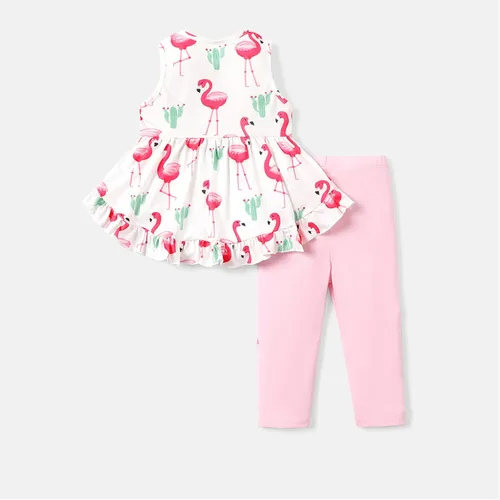 Miniatura 2 de PATPAT Conjunto de ropa de bebé niña de manga corta con volantes y pantalones florales