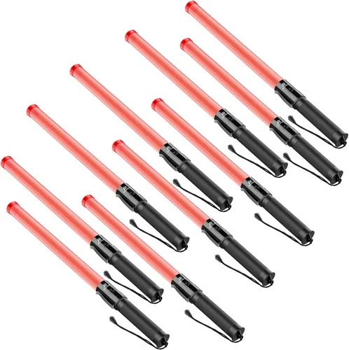 Miniatura 8 de RoadHero Paquete de 10 varitas de tráfico de 21 pulgadas, bastón de control de tráfico de alta luminosidad con 2 modos de parpadeo, varitas de Rojo