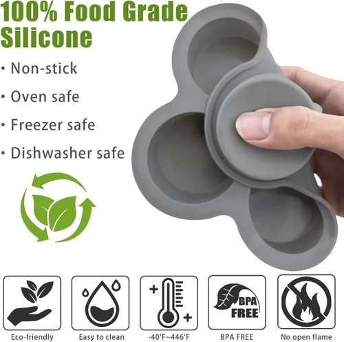 Miniatura 3 de Moldes de silicona para mordeduras de huevo, 4 tazas, moldes de silicona para huevos, ideales para magdalenas, pasteles, tartas, panes