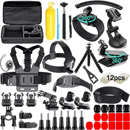 Kit de accesorios de cámara de acción 61 en 1 para GoPro Hero 13 12 11 10 9 8 7 6, GoPro Max, GoPro Fusion, Xiaomi, Insta360, DJI Osmo Action, AKASO