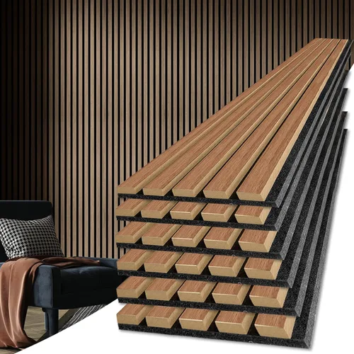 Miniatura 12 de Art3d Paneles acústicos de listones de madera para decoración elegante y reducción de ruido, panel texturizado 3D para techo y pared, paquete