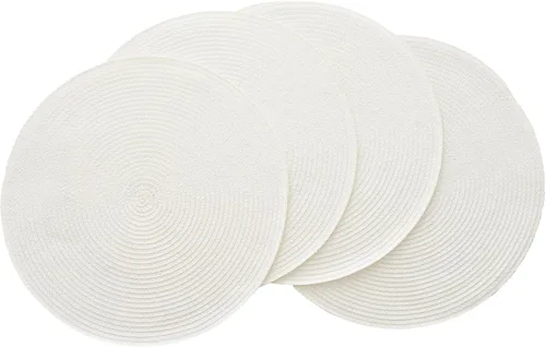 Miniatura 36 de Winknowl Juego de 4 manteles individuales redondos trenzados, lavables, tejidos resistentes al calor, para mesas de cocina, comedor, manteles Beige