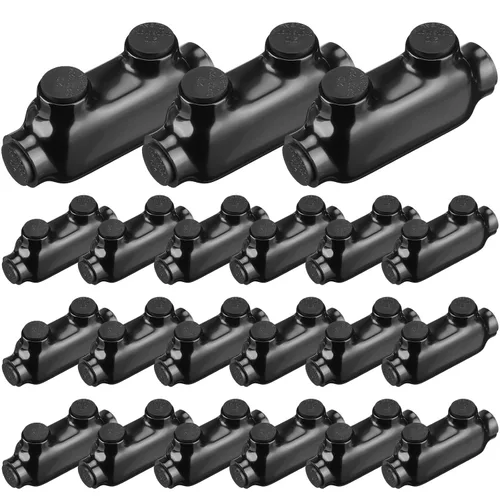 Miniatura 8 de Copkim 5 Piezas Conectores de Cable Aislados Negros Conector de Empalme 2 Puertos Terminales de Soldadura de Cable Múltiple Empalmadores de Cable