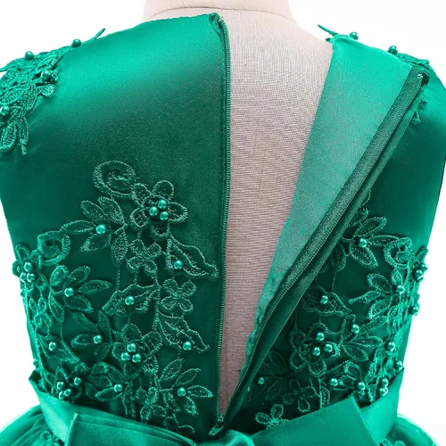 Miniatura 6 de Weileenice Vestido de dama de honor de encaje para niñas grandes, vestido de baile de boda, vestido de princesa para niños pequeños
