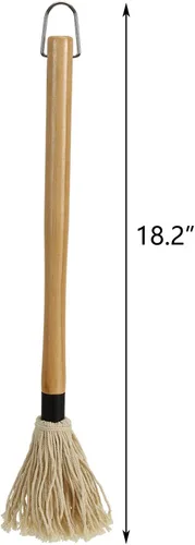 Miniatura 2 de Hedume Paquete de 2 trapeadores para barbacoa con 6 cabezales de repuesto adicionales, trapeador de madera para parrilla, mango largo de madera