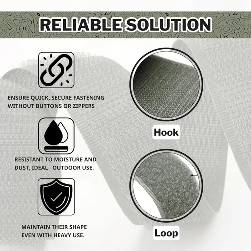 Miniatura 3 de Cinta de velcro verde follaje de 1 pulgada de ancho para coser, sin adhesivo, de 1 yarda de longitud, cinta de velcro de nailon verde, juego